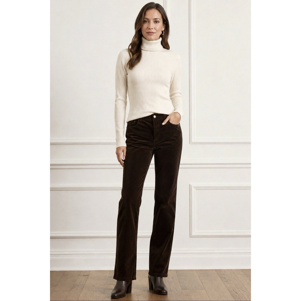 NEW! Lauren Ralph Lauren Velvet Straight Leg Pants Brown SZ 8